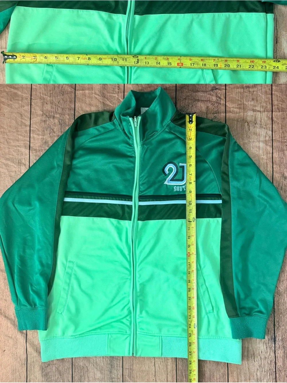 Men’s Size L SouthPole Y2K Full Zip Up Green Jacket Sweatshirt